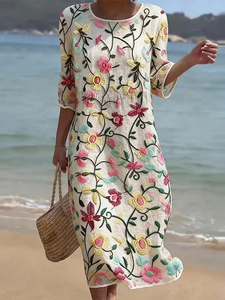 Erica vestido floral informal Elena Moreti