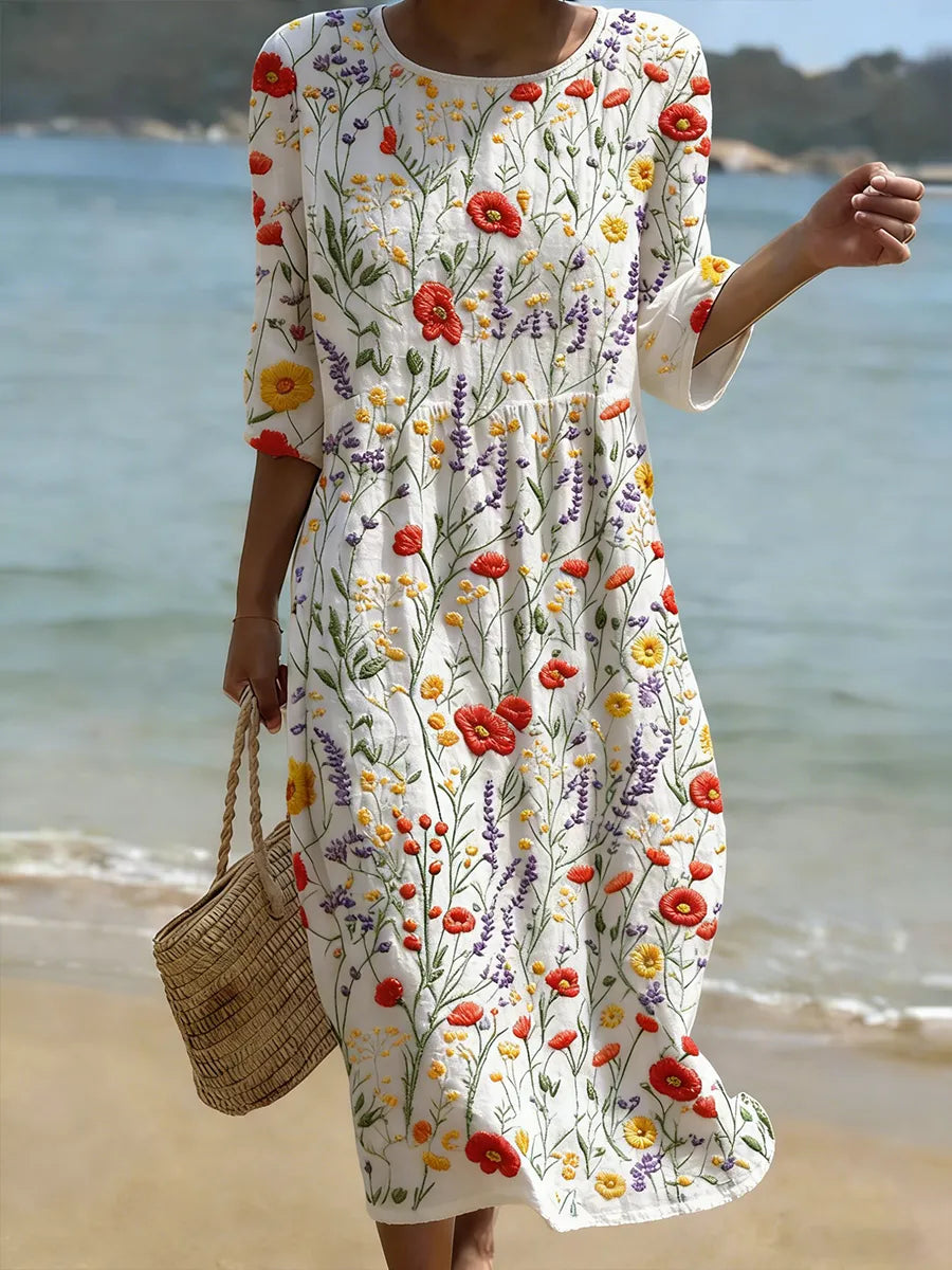 Nicole vestido floral manga vuelo Elena Moreti