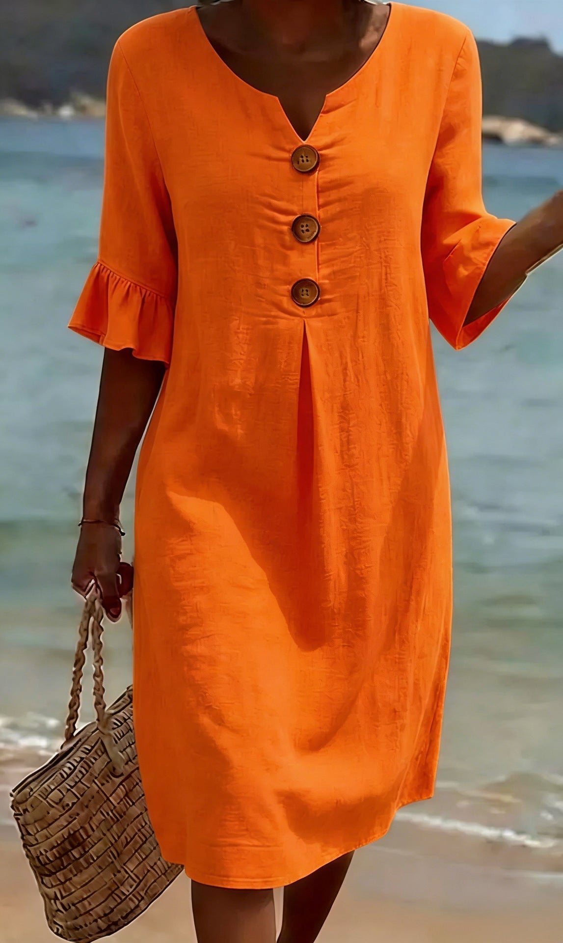 Vestido informal naranja de mujer Elena Moreti