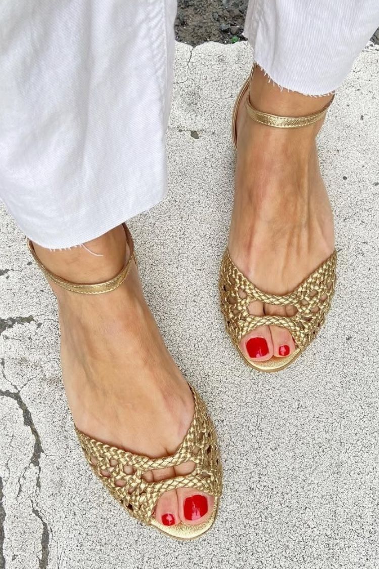 Isadora | Sandalias Doradas Trenzadas