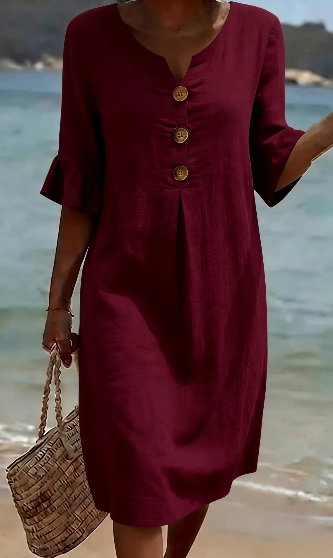 Vestido informal burdeos de mujer Elena Moreti