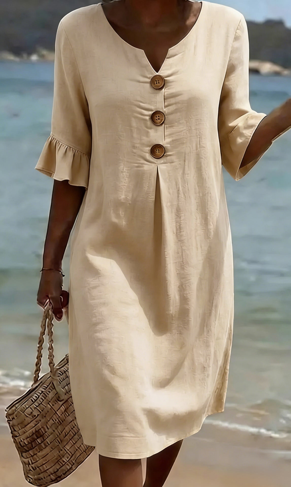 Vestido informal albaricoque de mujer Elena Moreti
