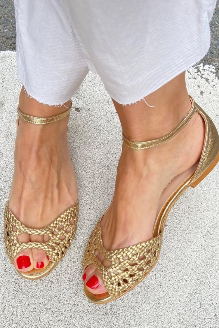 Isadora | Sandalias Doradas Trenzadas