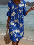 Vestido floral azul cobalto de mujer Elena Moreti
