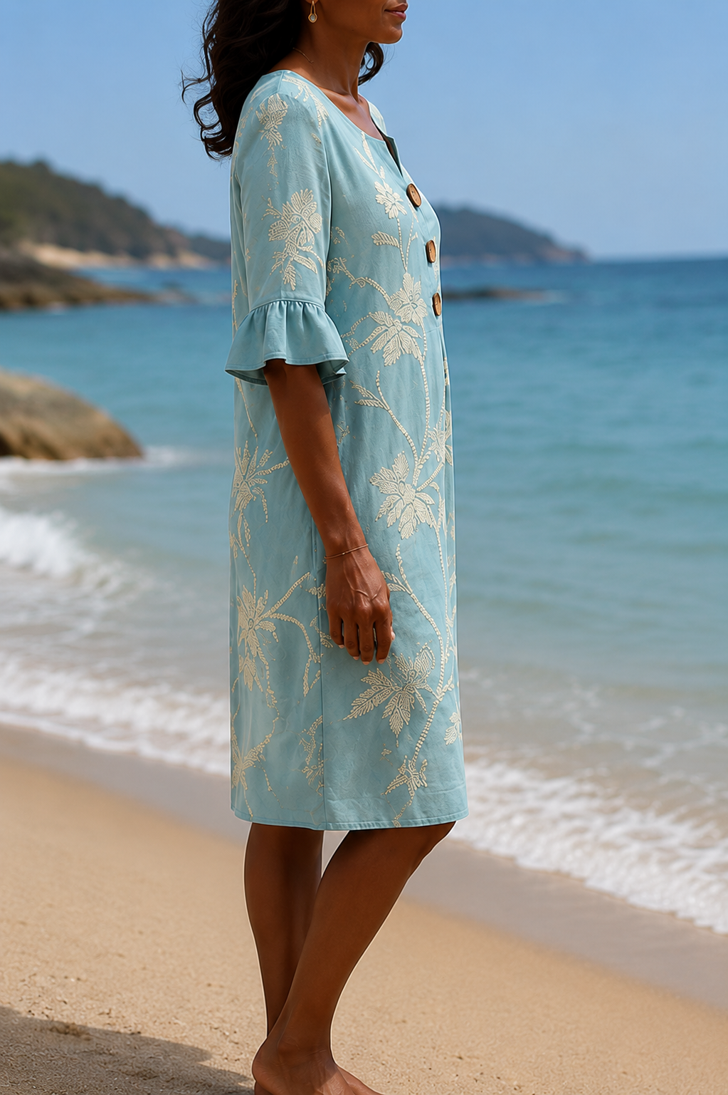 Vestido floral azul de mujer Elena Moreti