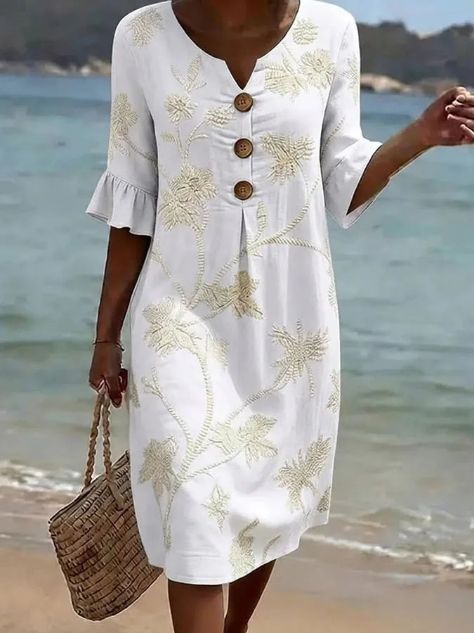 Vestido floral blanco de mujer Elena Moreti