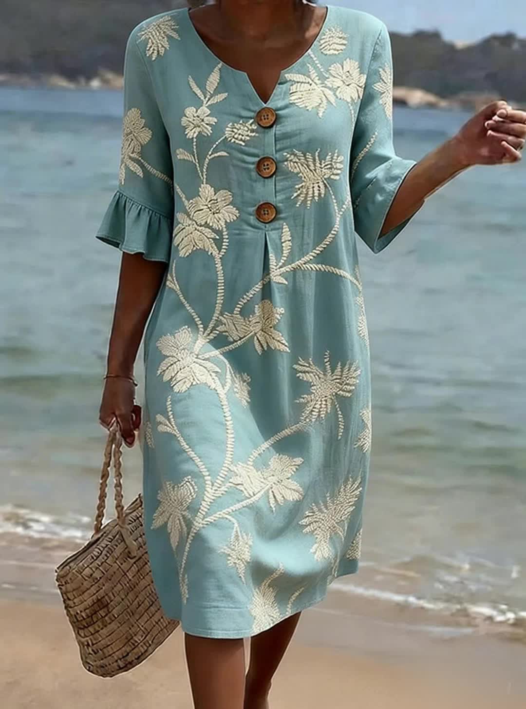 Vestido floral azul de mujer Elena Moreti