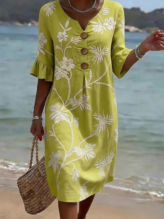 Vestido floral amarillo de mujer Elena Moreti